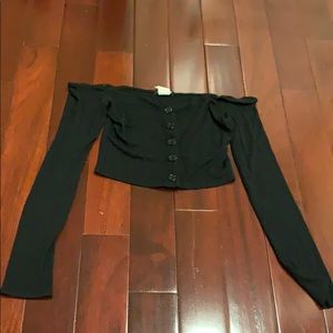 Black button down cropped top